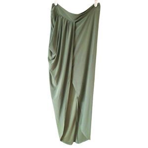 Win Win Apparel Olive Dark Green Women's Wrap Midi Skirt Size S